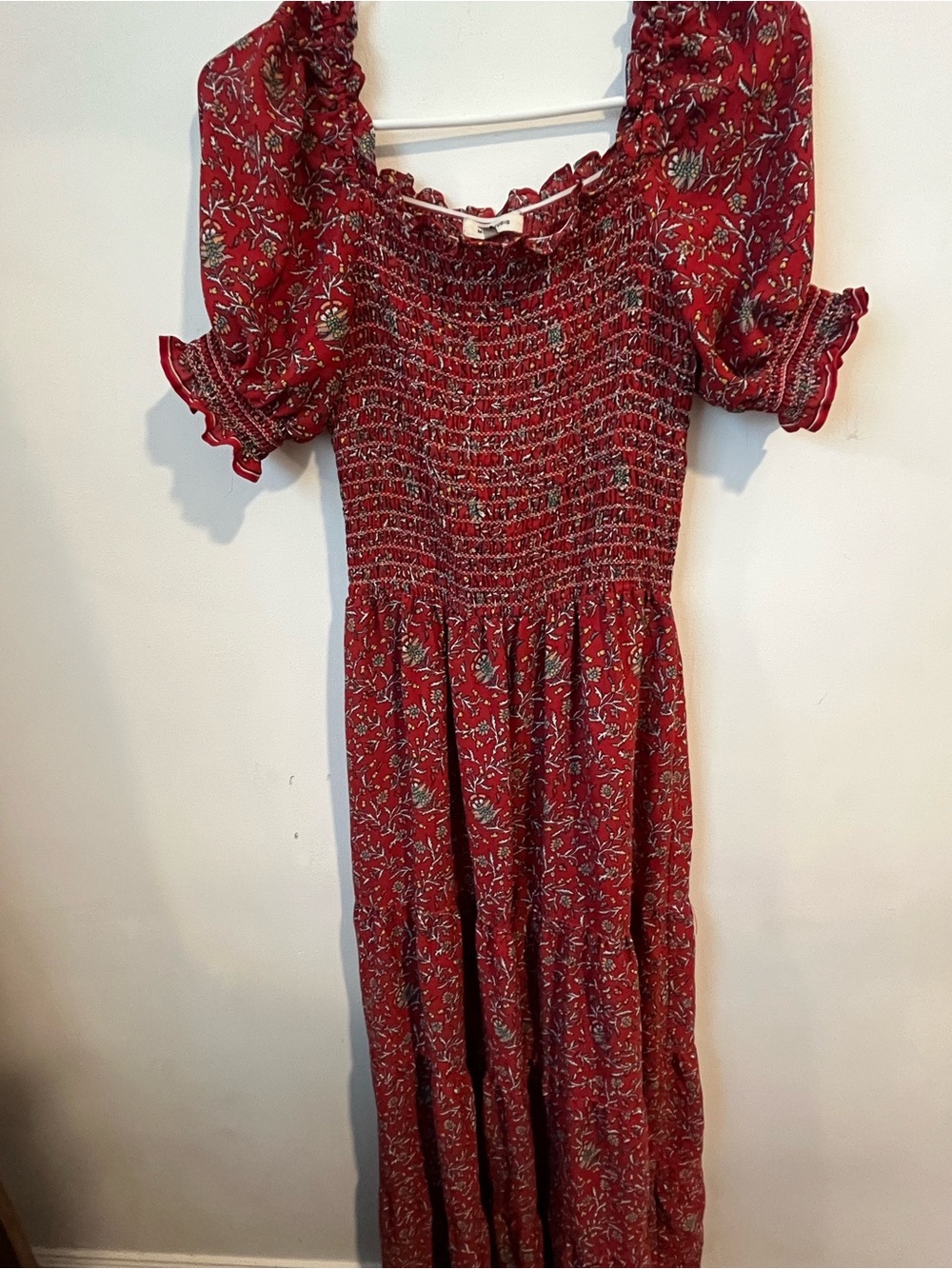 Max Studio Red Floral Smocked Maxi Dress - Women